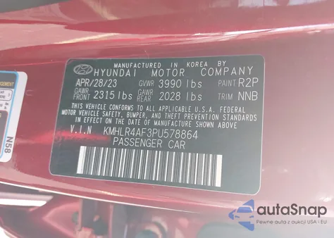 2023 Hyundai Elantra N Line z USA, uszkodzony, nr VIN KMHLR4AF3PU578864